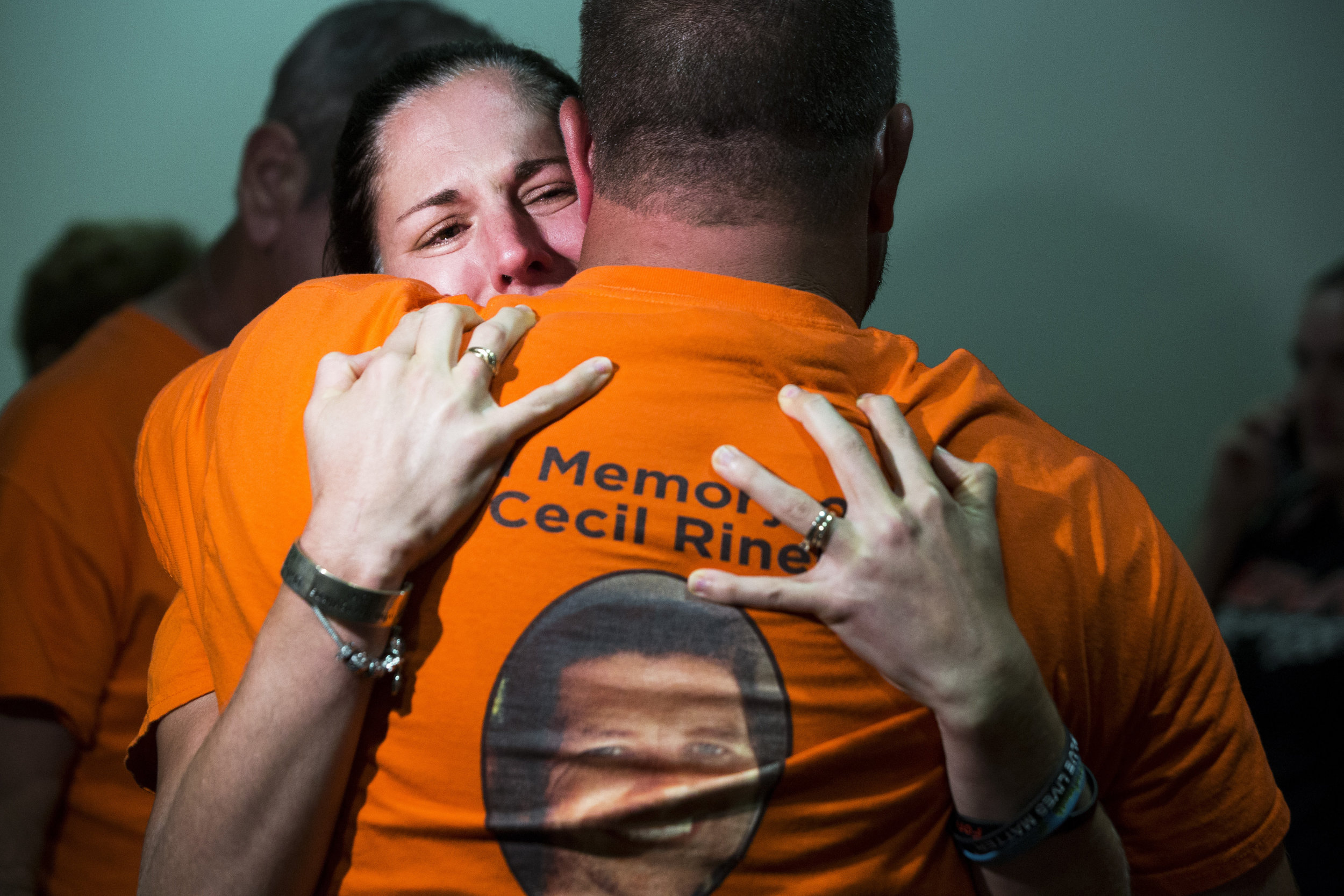 Jessica Riner cries as she hugs a friend after hearing the verdict for Rene Miles, who was found guilty of a felony DUI manslaughter charge for the death of her husband James “Cecil” Riner, at the Collier County Courthouse on Tuesday, June 20, 2017. 