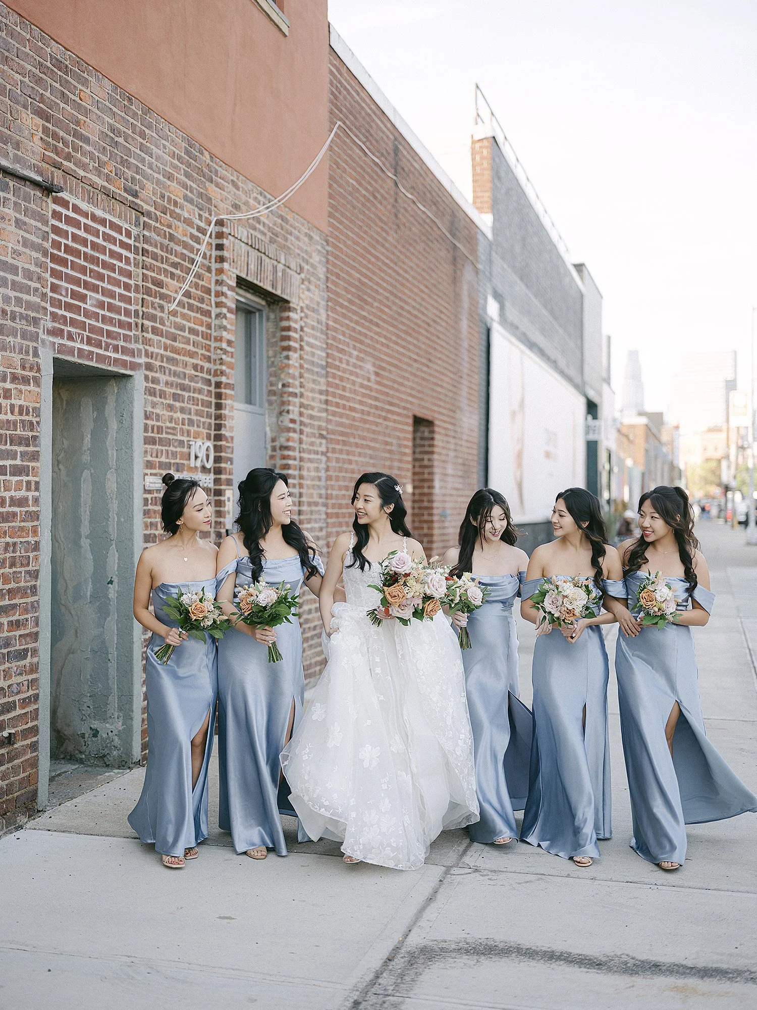 New York City wedding party photographed on a Brooklyn street