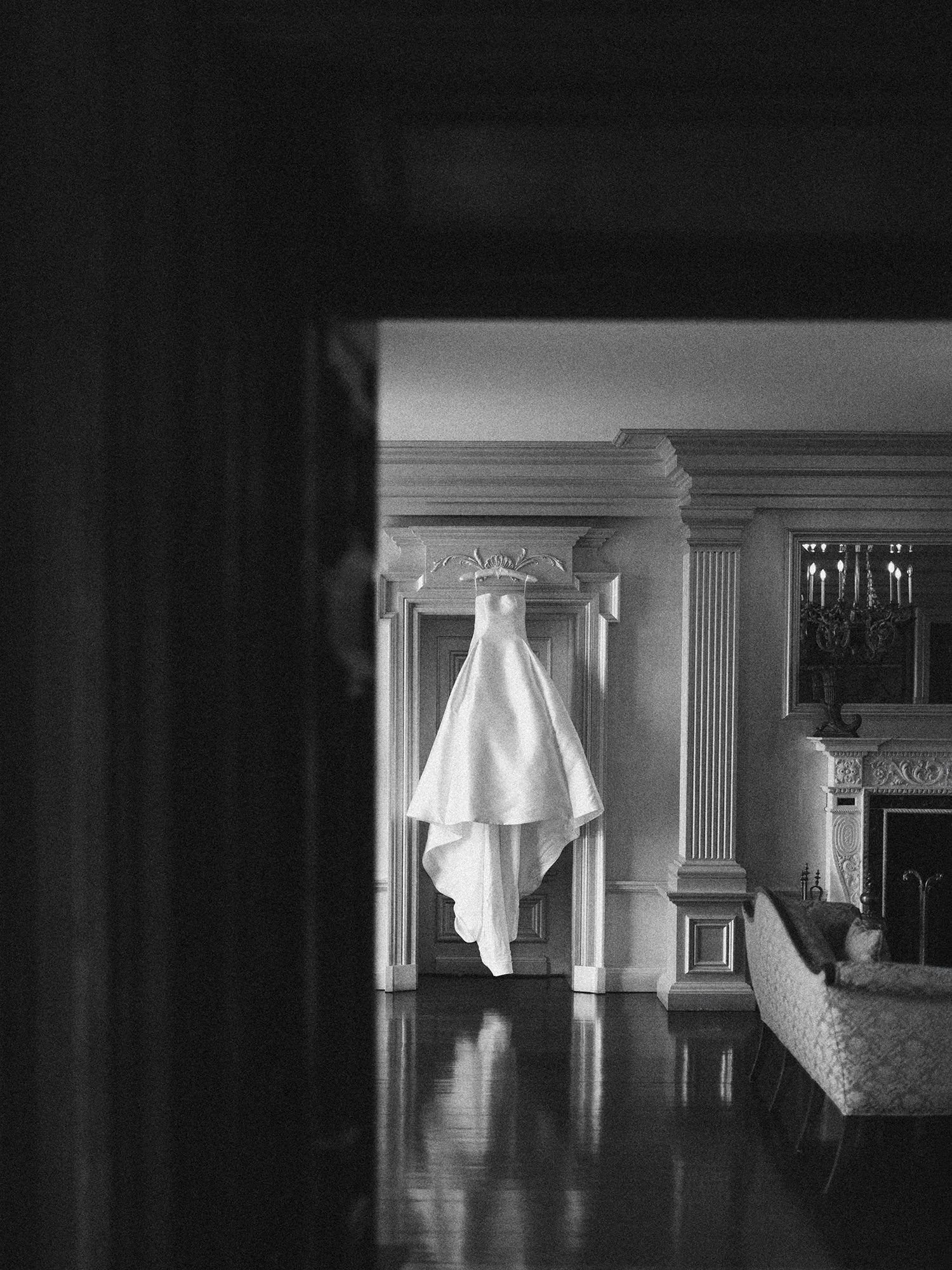 Fine art wedding photography capturing the joyful smiles of the bride and groom and the elegant reception setup at Hamilton Farm Golf Club NJ.