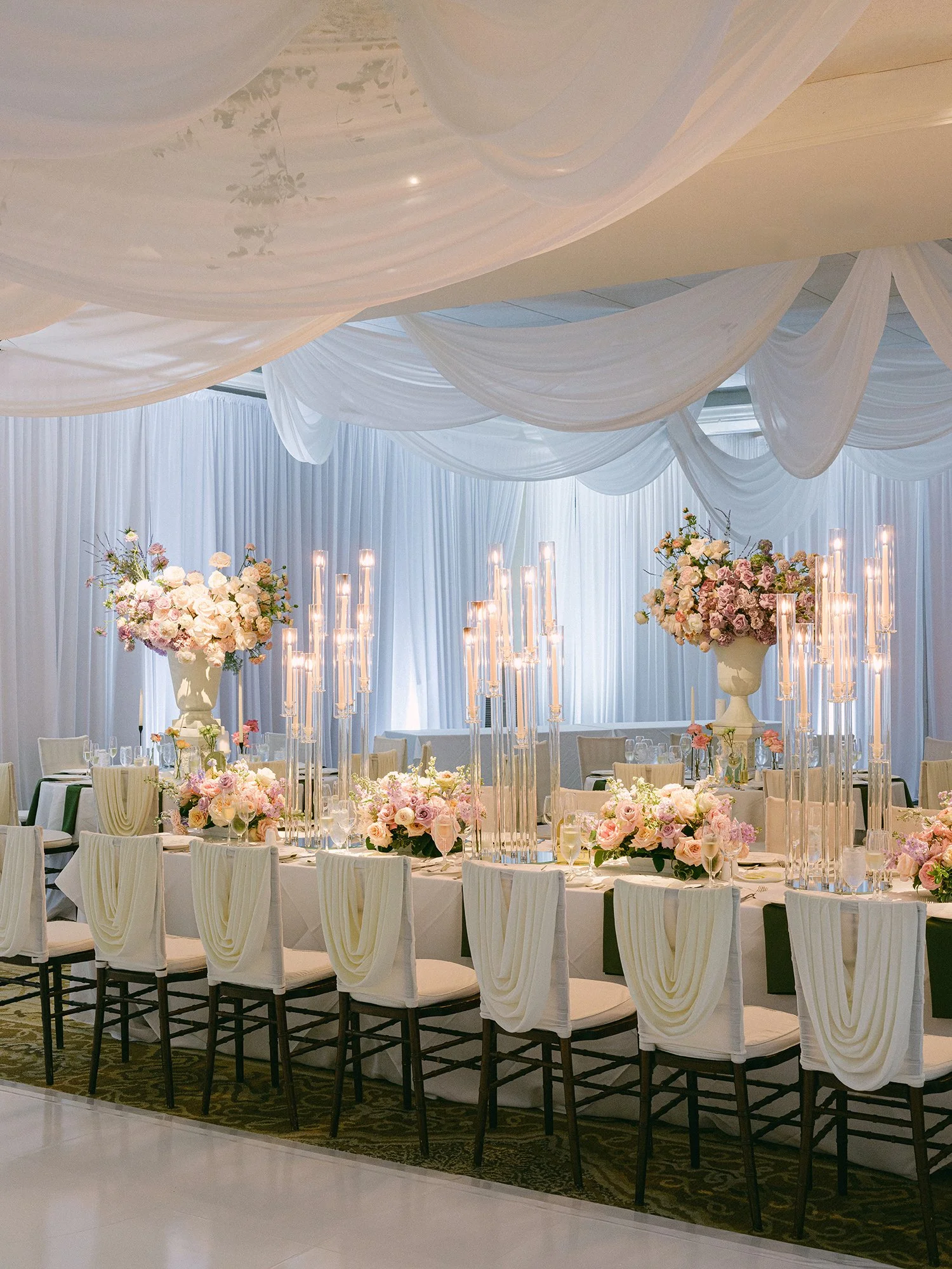 Fine art wedding photography capturing the joyful smiles of the bride and groom and the elegant reception setup at Hamilton Farm Golf Club NJ.