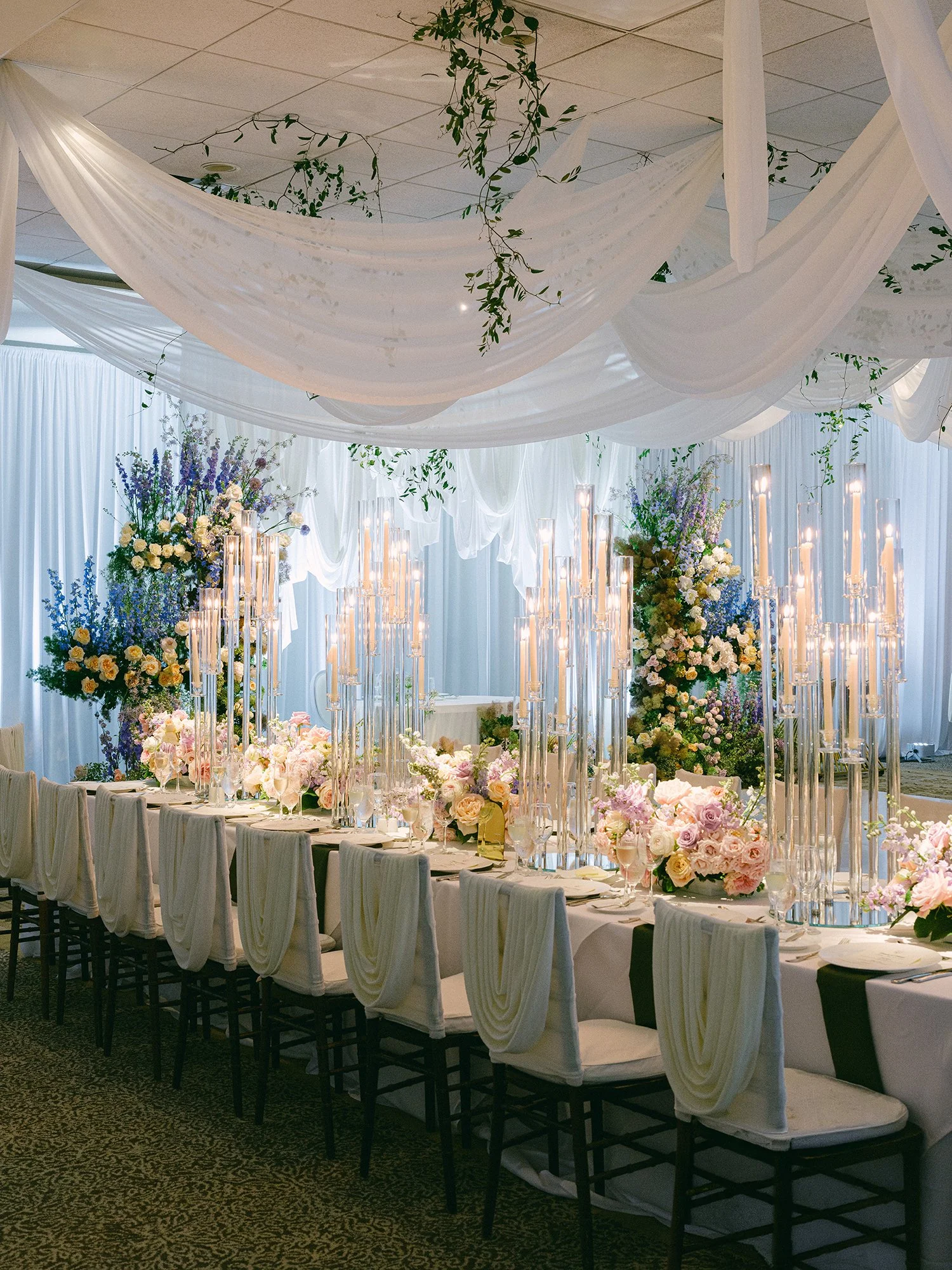 Fine art wedding photography capturing the joyful smiles of the bride and groom and the elegant reception setup at Hamilton Farm Golf Club NJ.