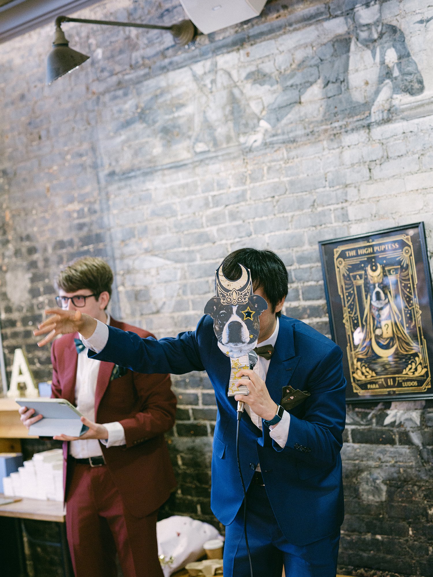 Allen and George exchanging vows during their intimate New York wedding