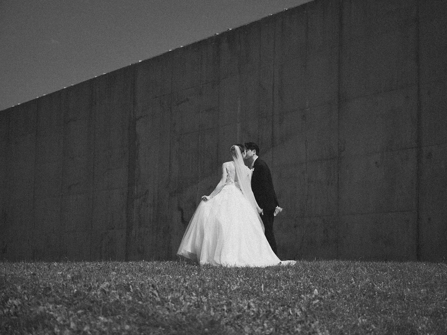 Bride and groom wedding portrait by the waterfront at Maritime Parc Jersey City