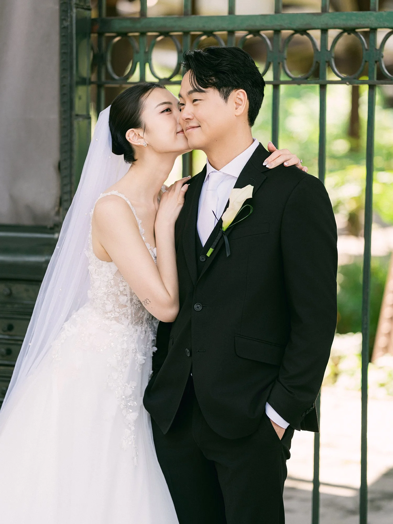 Bride and groom wedding portrait by the waterfront at Maritime Parc Jersey City