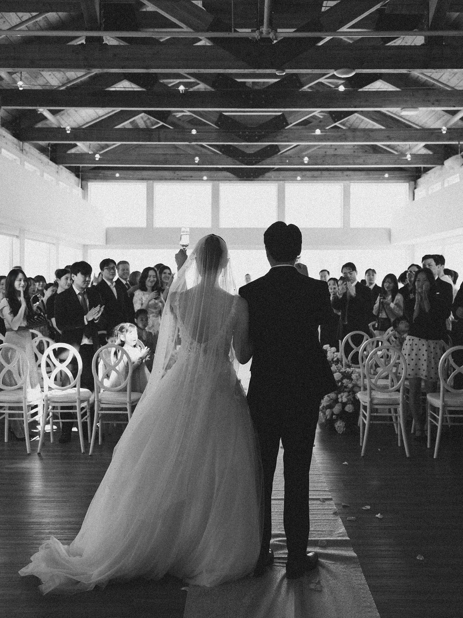 Hannah and Junsuk during their summer wedding ceremony in New Jersey