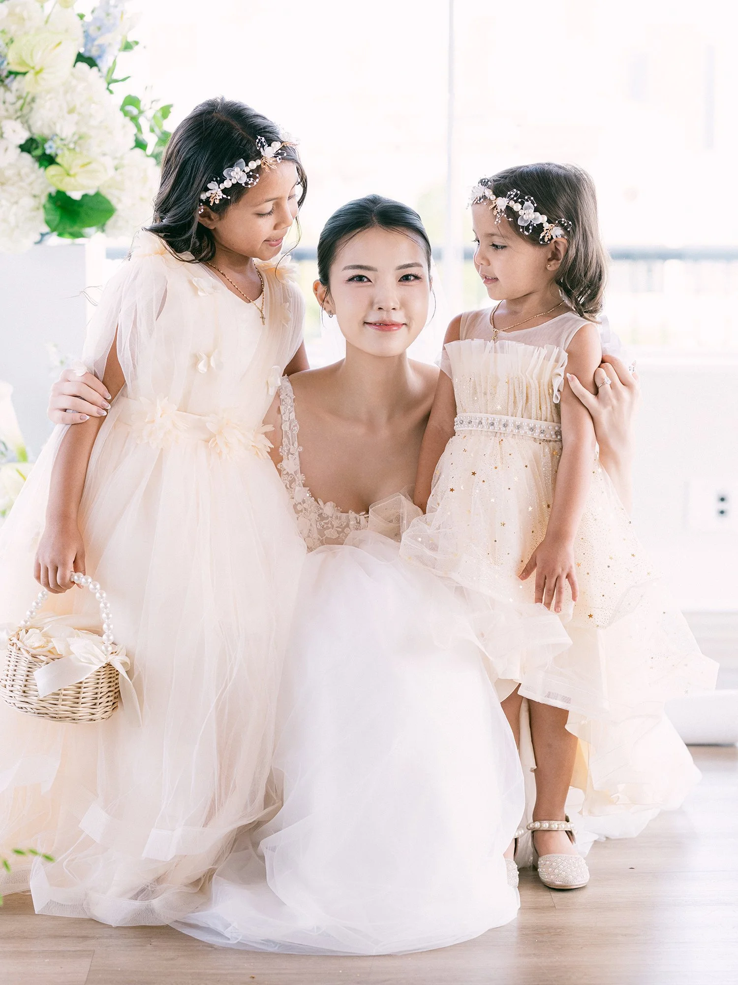 Hannah and Junsuk during their summer wedding ceremony in New Jersey