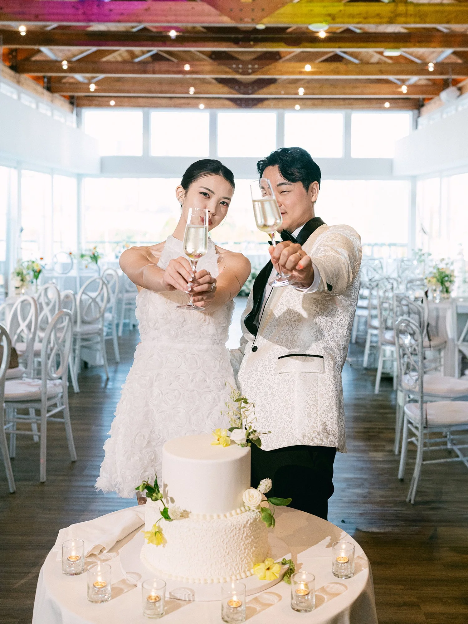 Hannah and Junsuk celebrating their wedding reception at Maritime Parc