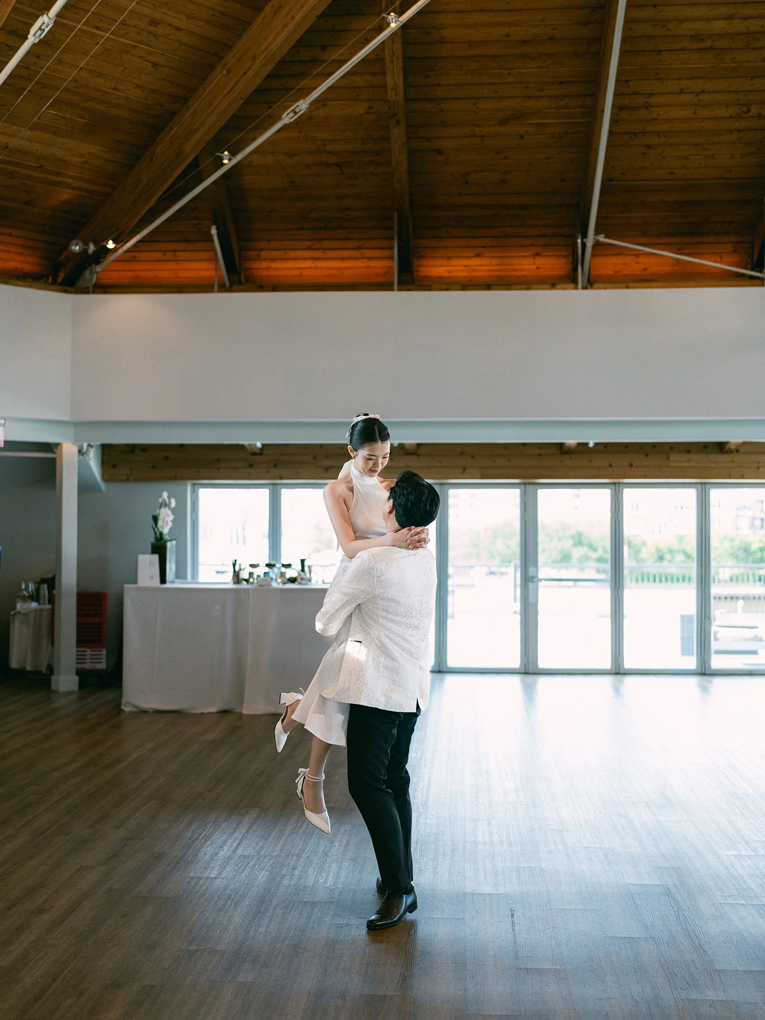 Hannah and Junsuk celebrating their wedding reception at Maritime Parc