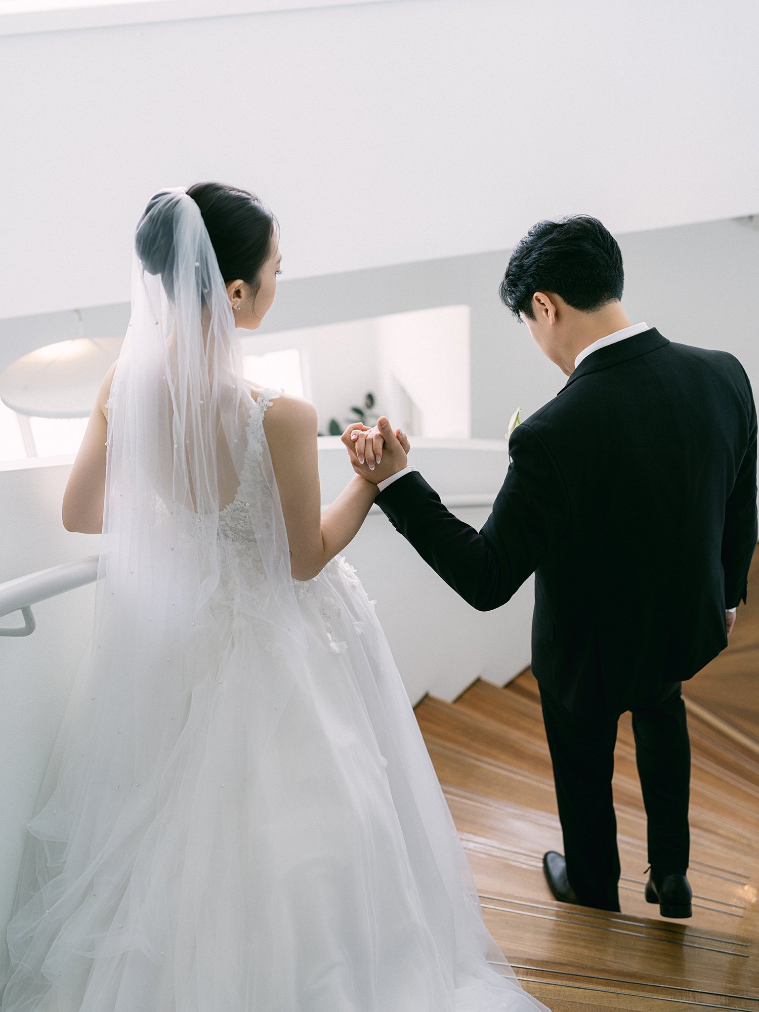 Hannah and Junsuk during their summer wedding ceremony in New Jersey