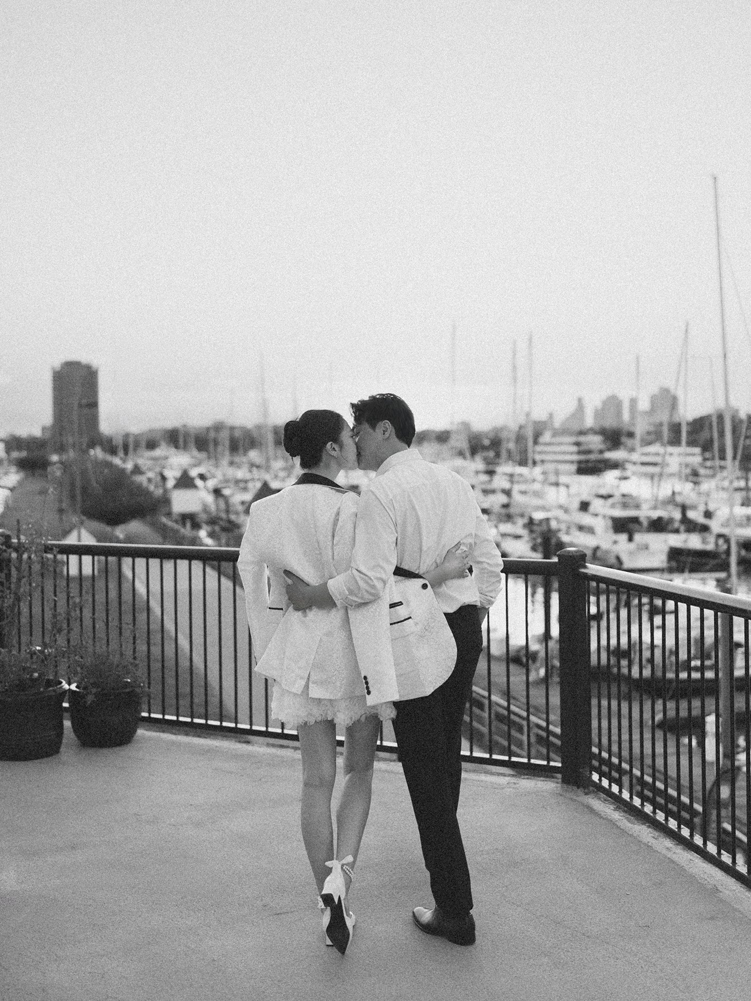 Evening wedding portrait of Hannah and Junsuk at Maritime Parc