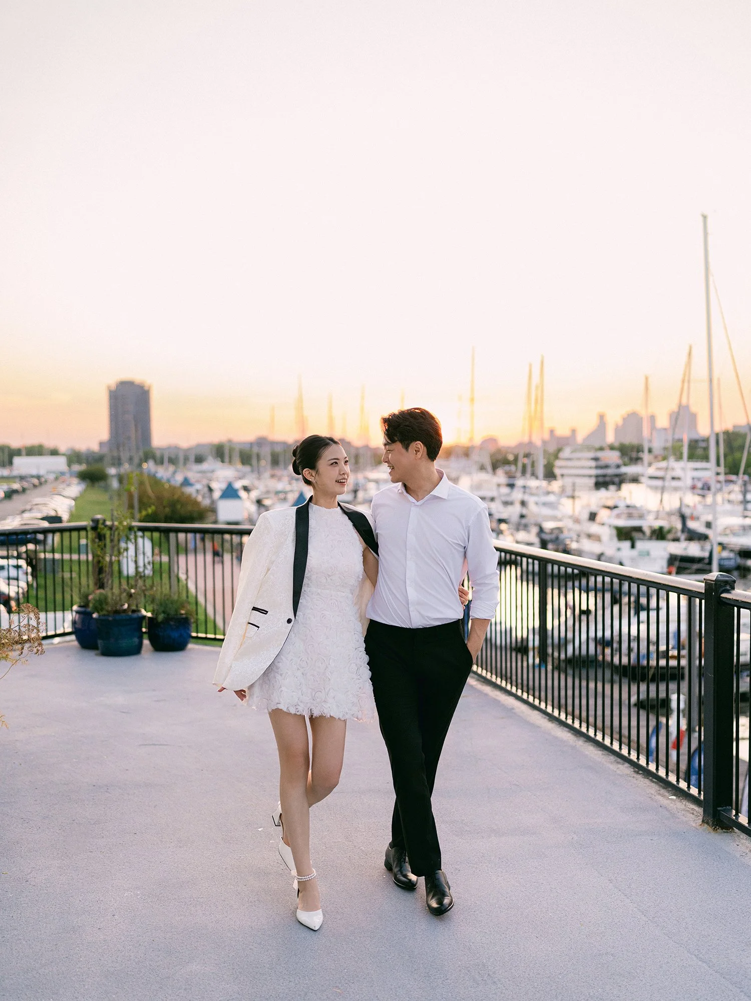 Evening wedding portrait of Hannah and Junsuk at Maritime Parc