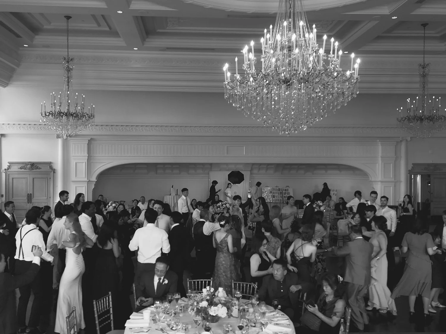 Candid reception moment during Sue and Kenny’s Park Chateau wedding
