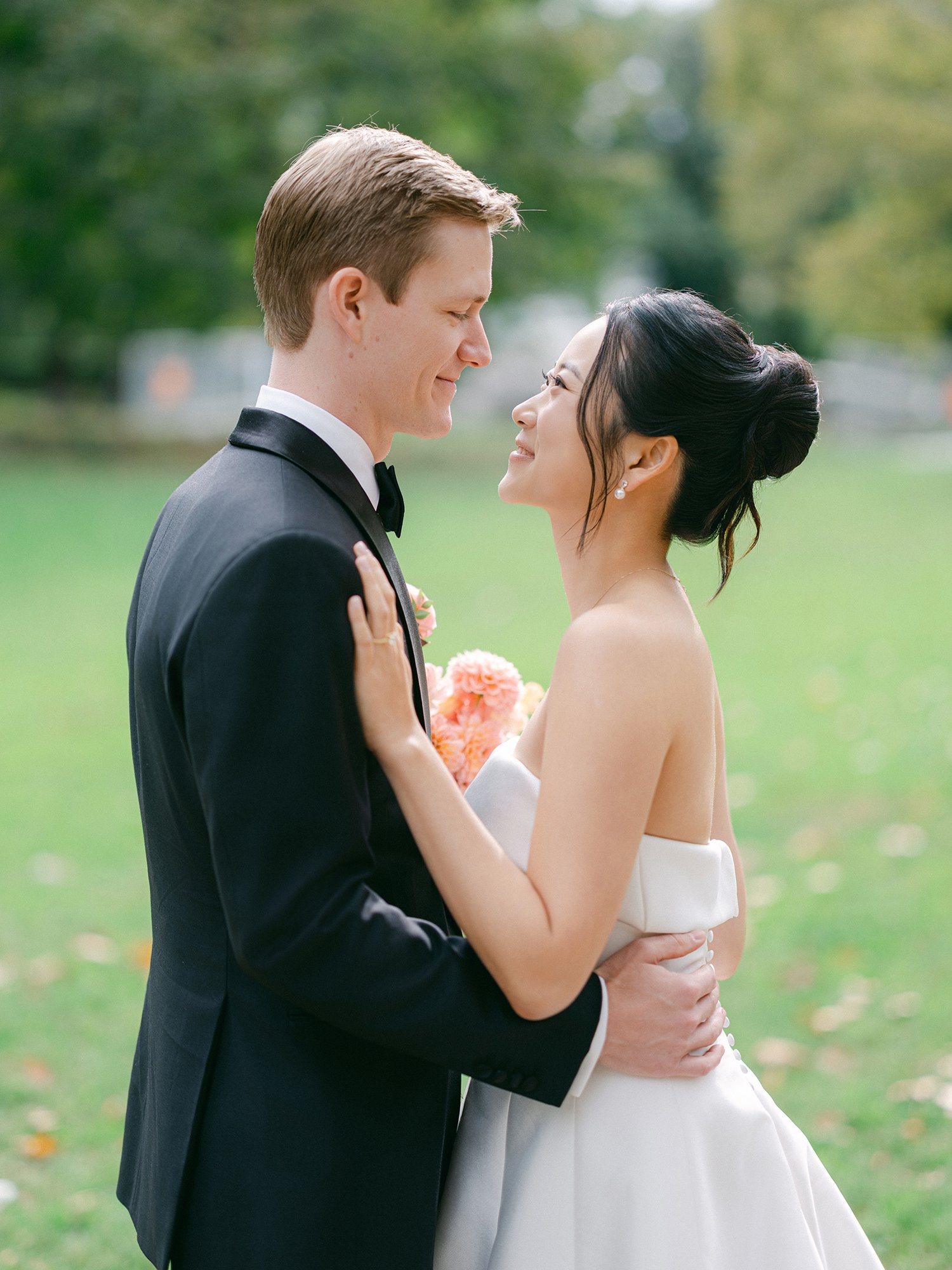 portraits of Kathy and Blake in Central Park, October wedding