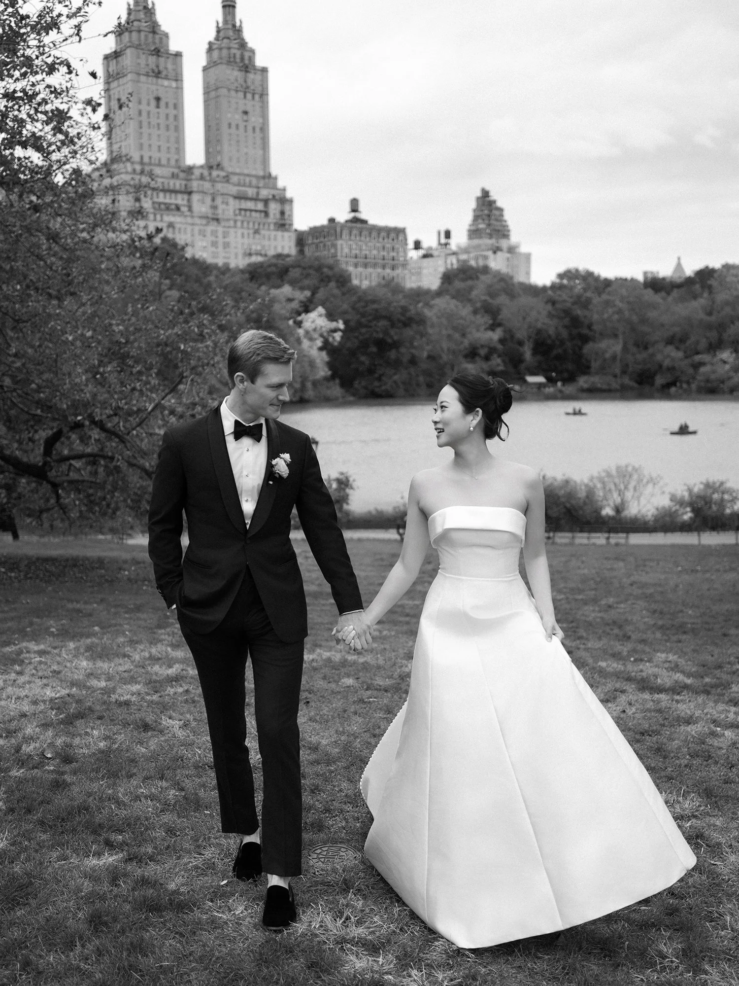portraits of Kathy and Blake in Central Park, October wedding