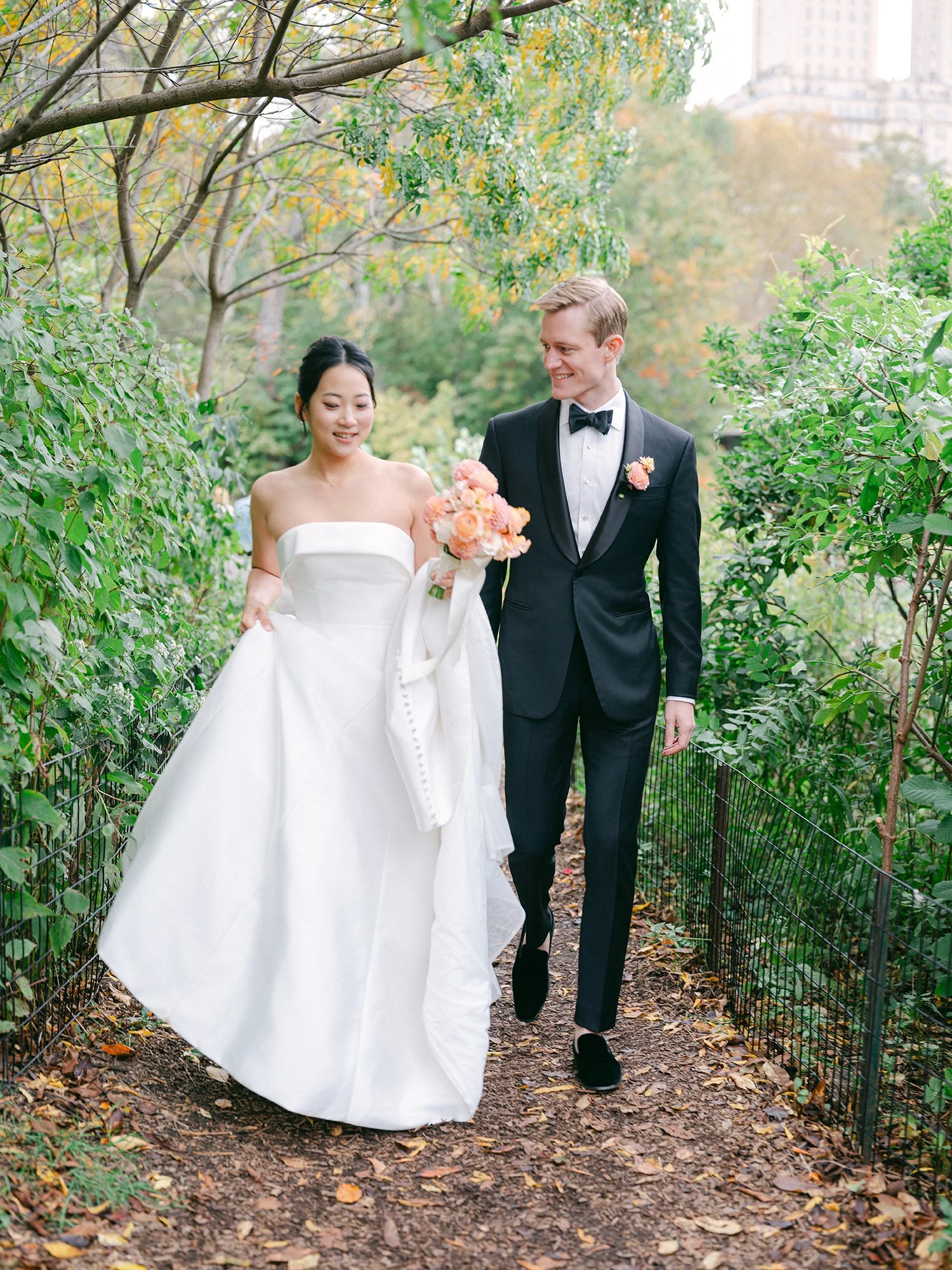 portraits of Kathy and Blake in Central Park, October wedding