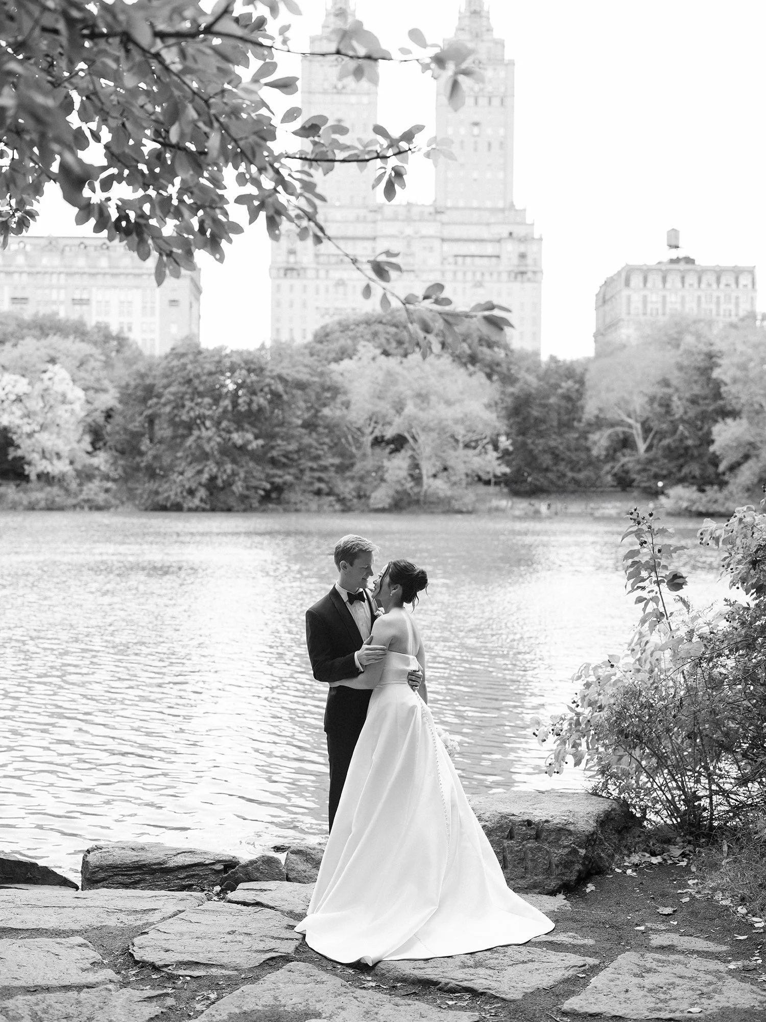 portraits of Kathy and Blake in Central Park, October wedding