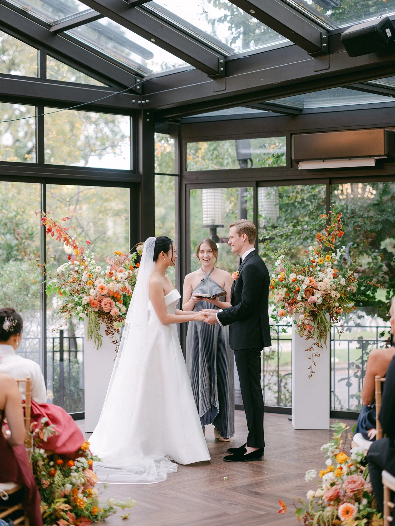 Kathy and Blake exchanging vows at Tavern on the Green, Central Park
