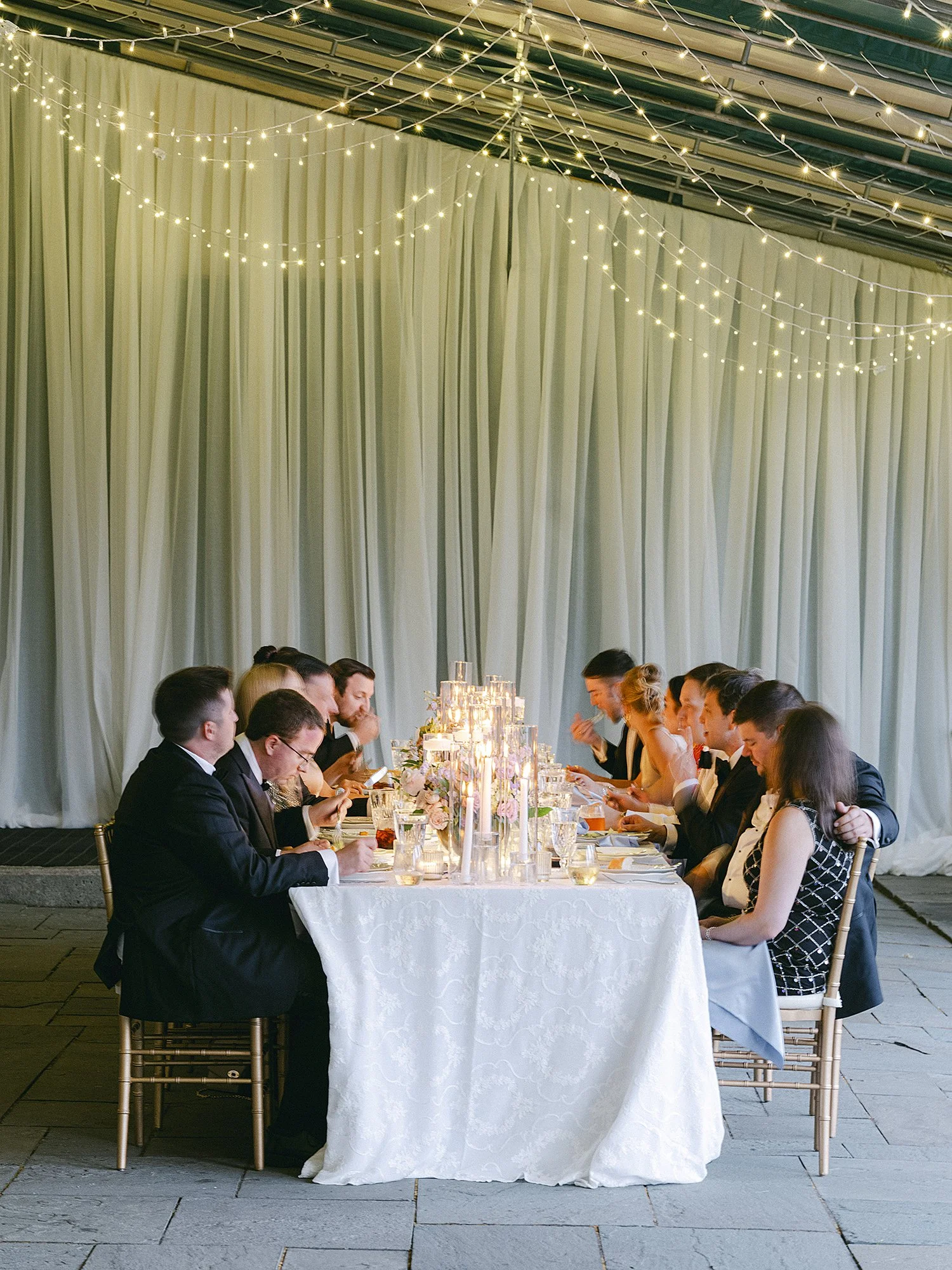 Wedding guests celebrating