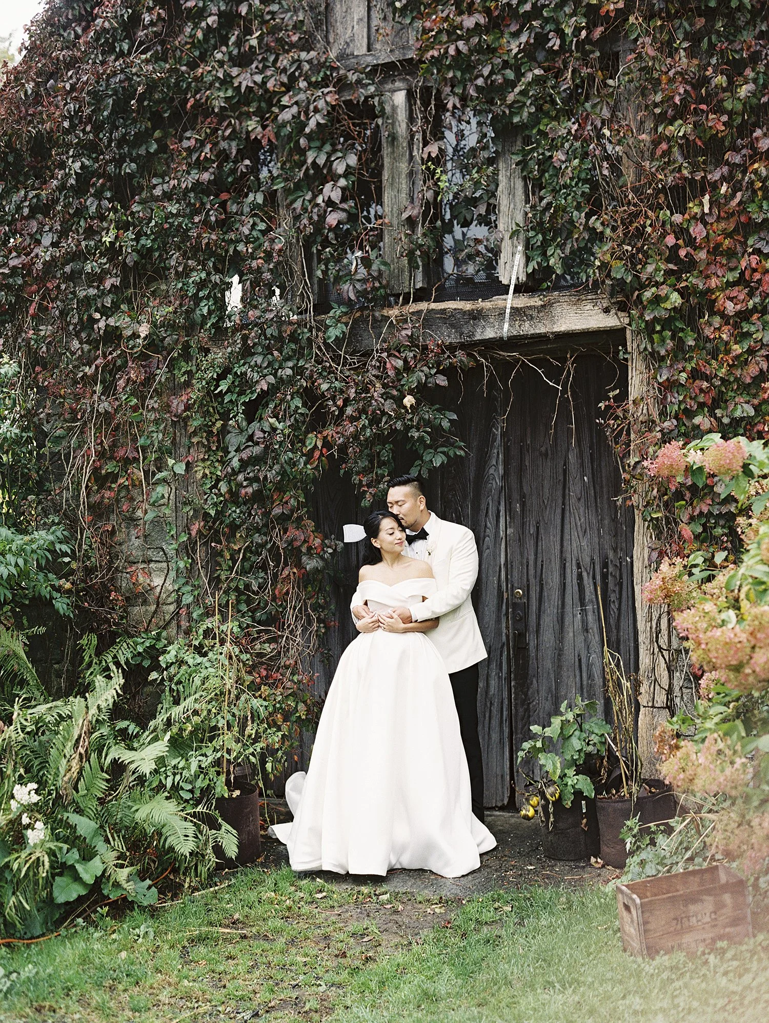 Bride and groom portrait at Blue Hill at Stone Barns in New York