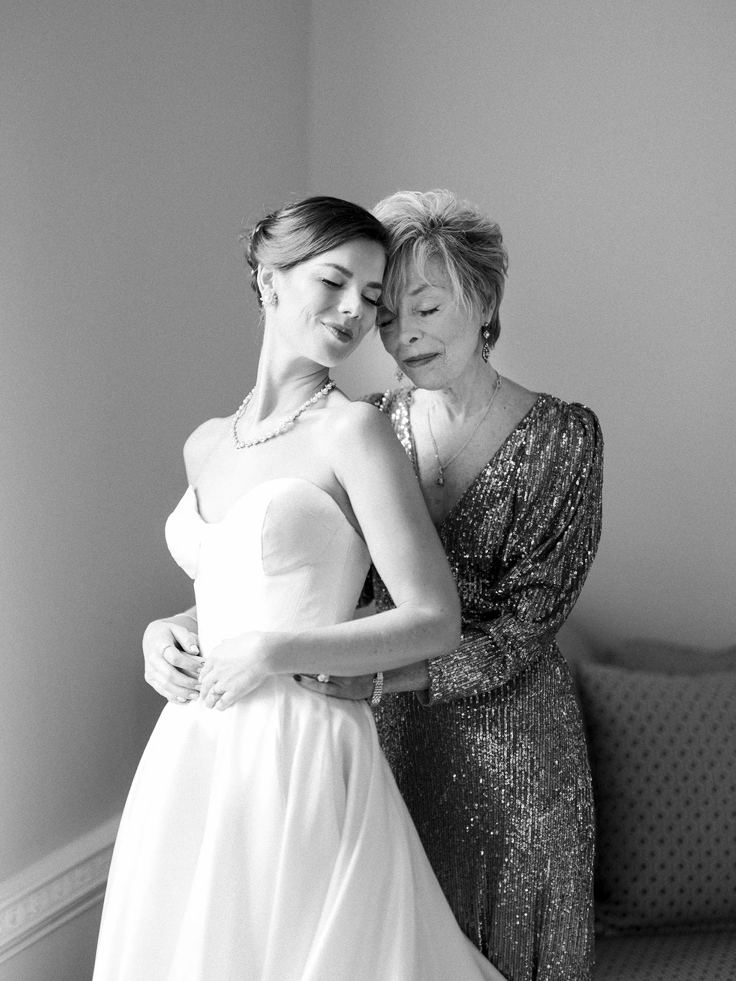 Mother and daughter candid moment during a wedding