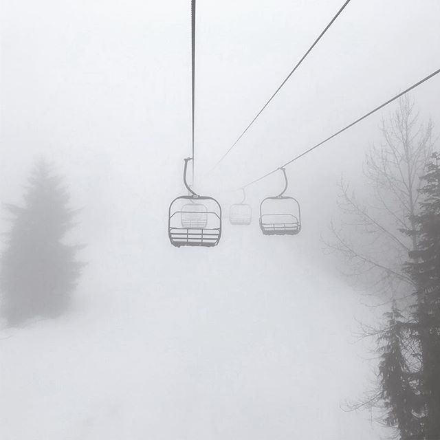 To say the clouds were thick on the mountain today would be an understatement. #whistler #spookylift