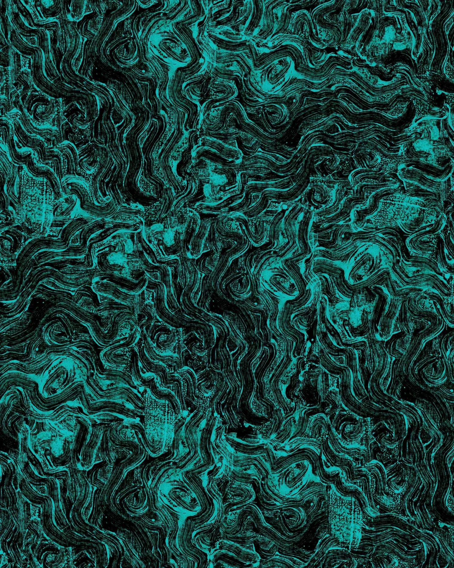 Abstract teal and black wavy pattern