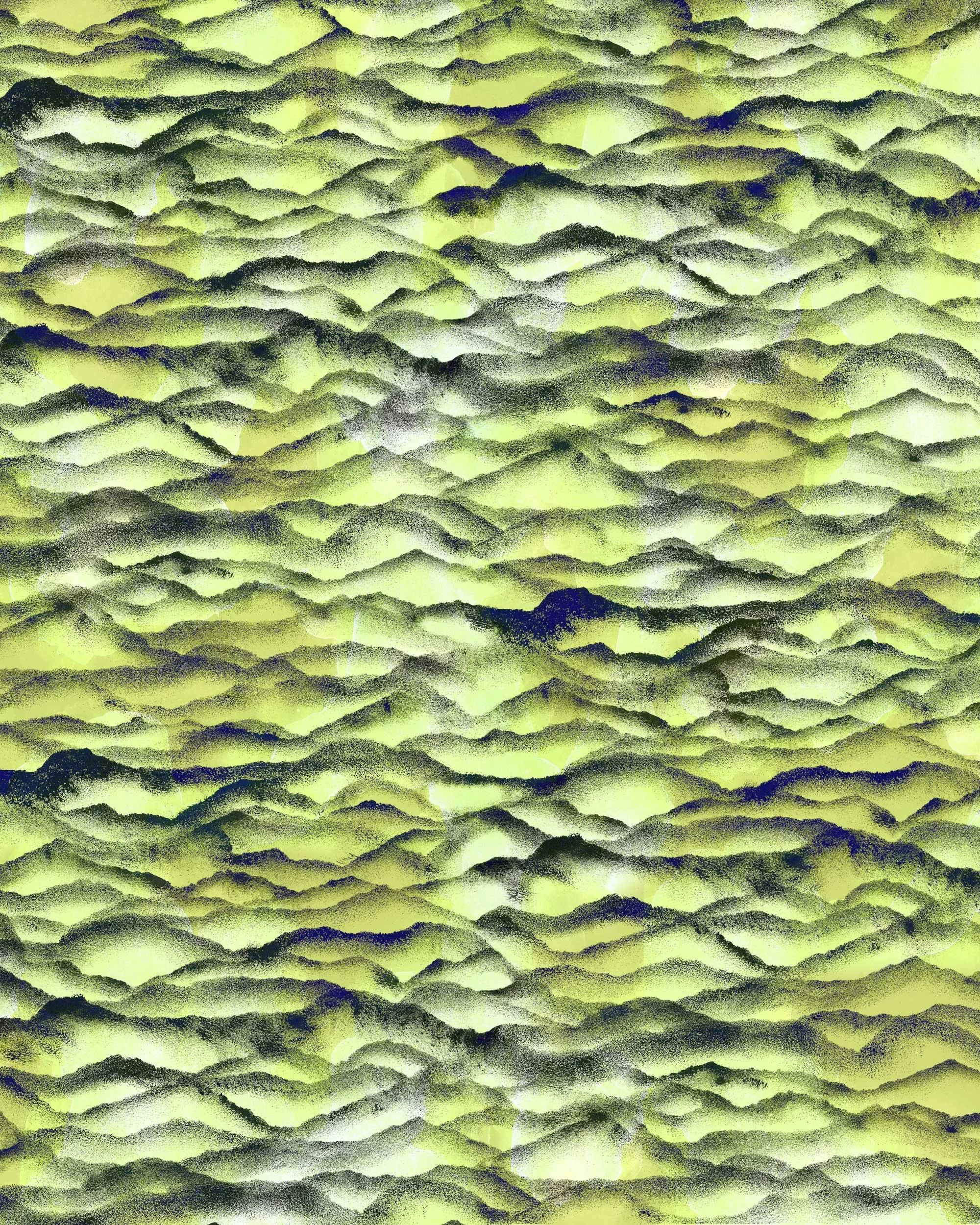 Abstract wavy pattern with green and yellow hues