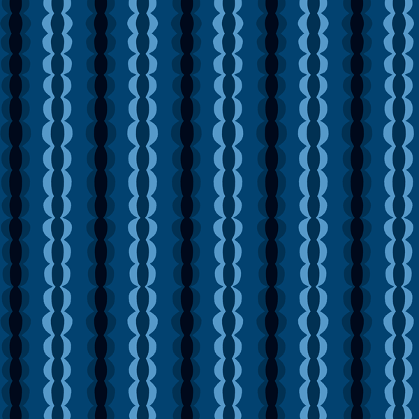 Abstract blue pattern with vertical scalloped stripes