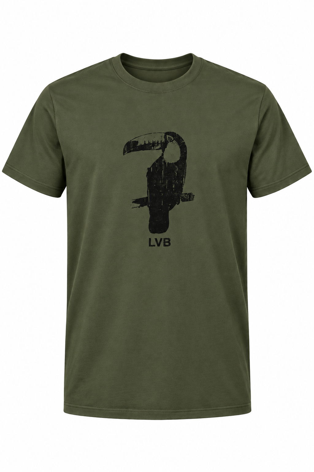 Olive T-Shirt with Distressed Toucan Graphic.png