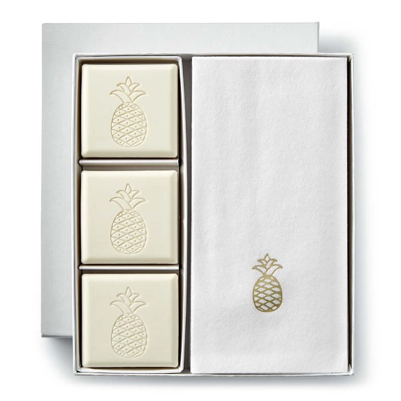 Williams Sonoma Pineapple Soap &amp; Towel Gift Set