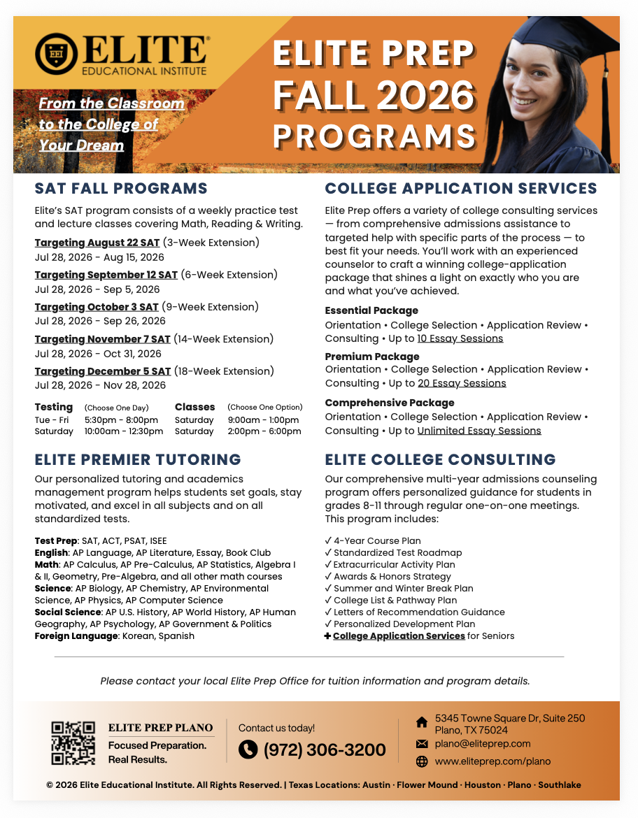Elite Prep Plano Fall Programs