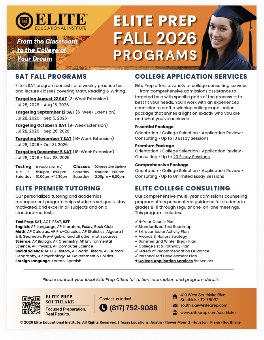Elite Prep Southlake Fall Programs
