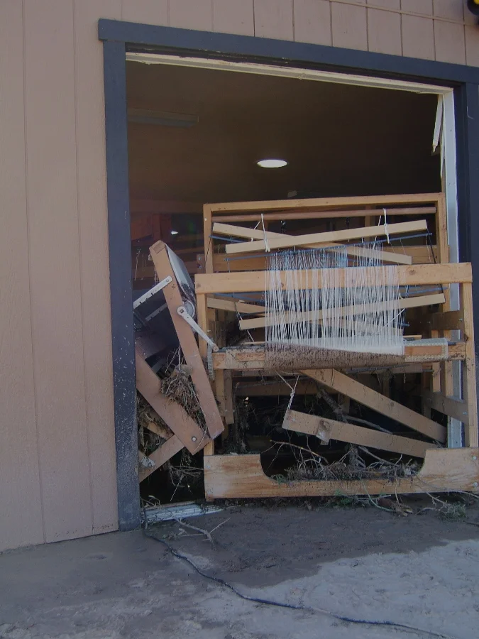 Looms jammed in French door opening...another view photo credit: Elizabeth J. Buckley