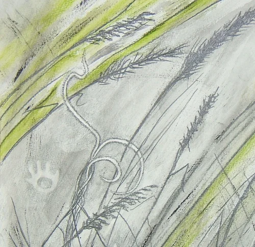  Drawing for Petroglyph and Prairie tapestry © 2012 Elizabeth J. Buckley 