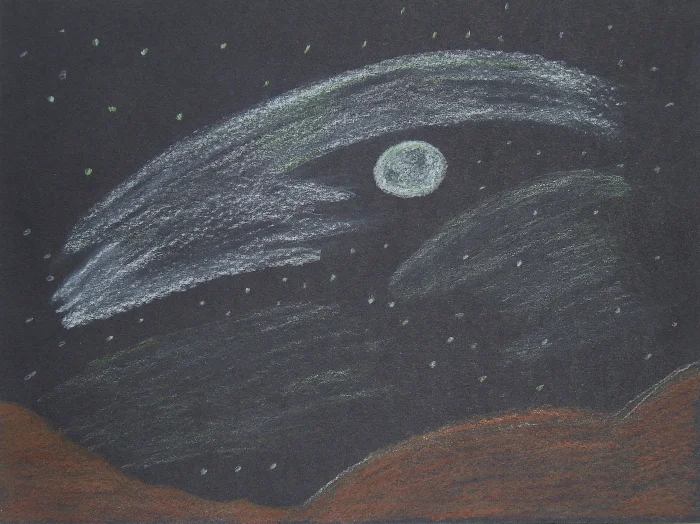 Moonscape drawing by Jan Boydstun 2014 Drawing as Meditation class at Ghost Ranch