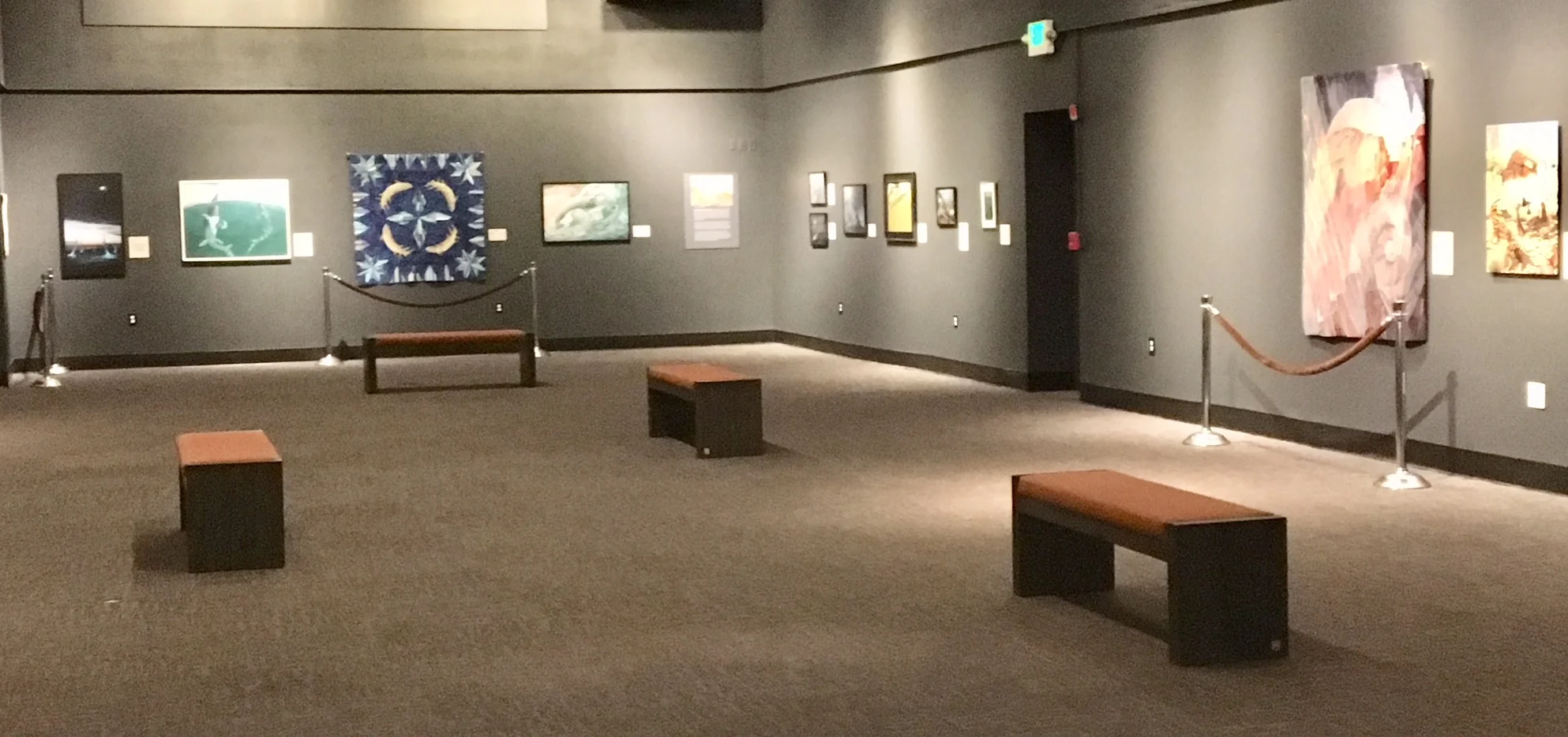View of first room, two partial walls.