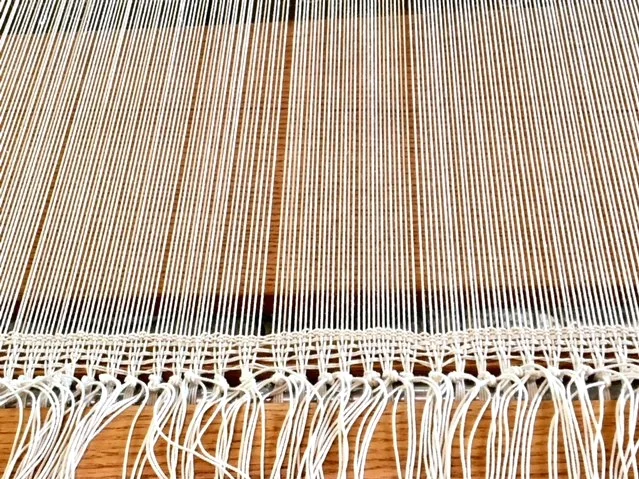 Warp is now ready for adjusting the spacing with the awl. photo credit: Elizabeth J. Buckley © 2019