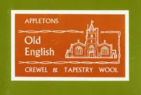 Label for Appleton wool, Crewel is the thinner weight best for tapestry