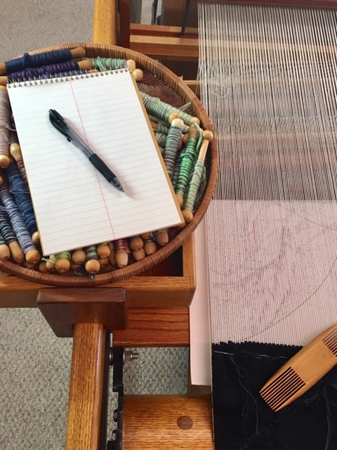 Notepad at loom ©2019 Elizabeth J. Buckley