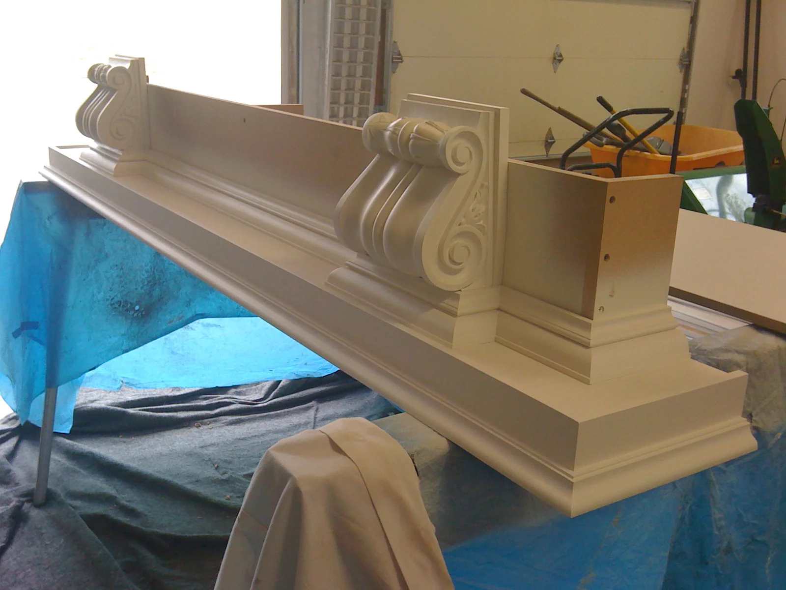 Mantle with hand carved corbels