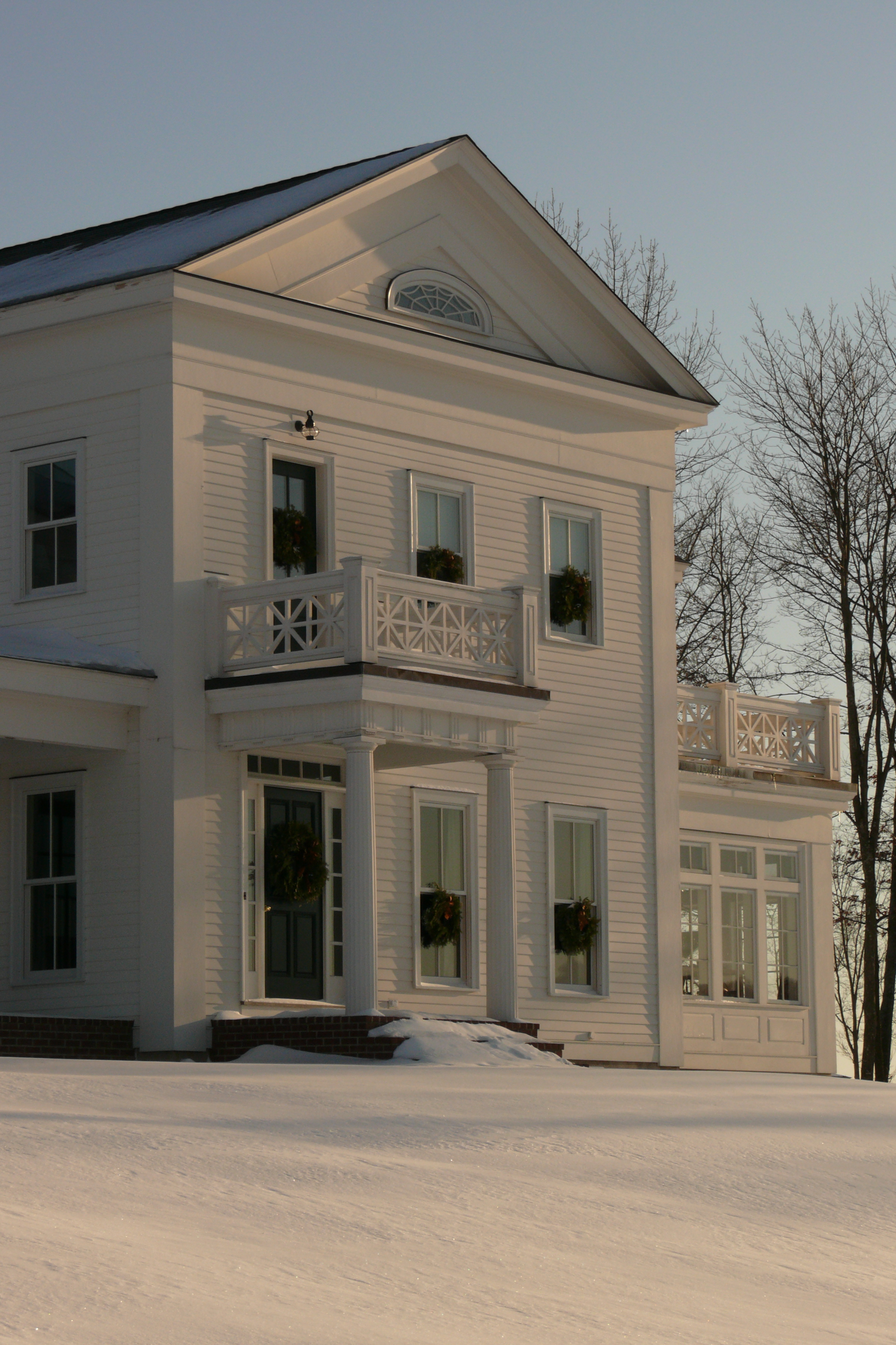 Exterior trim work on greek revival style home