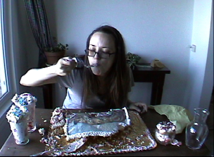   video stills from 45 minute video "You Can't Have Your Cake and Eat It Too."  