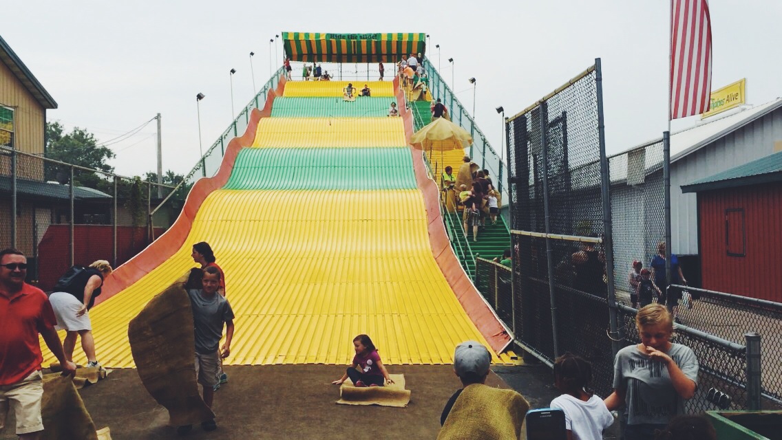 In case you missed my summer bucket list recap , Roo and I went down the giant slide together!
