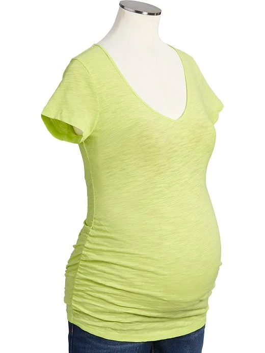Old Navy v-neck T-shirt : This isn't as soft as the vintage T-shirt, but I love the bright color options. I have it in mint, but also love the neon yellow.