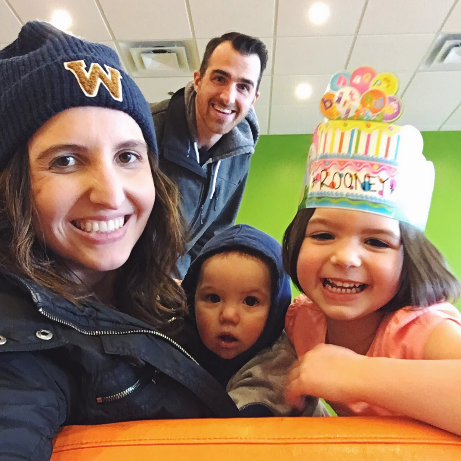 Orange Leaf for the birthday girl. She wanted to wear her birthday crown from preschool and they gave her free fro yo!