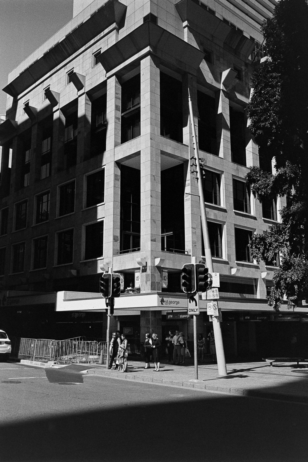  A building in a sunbeam. 