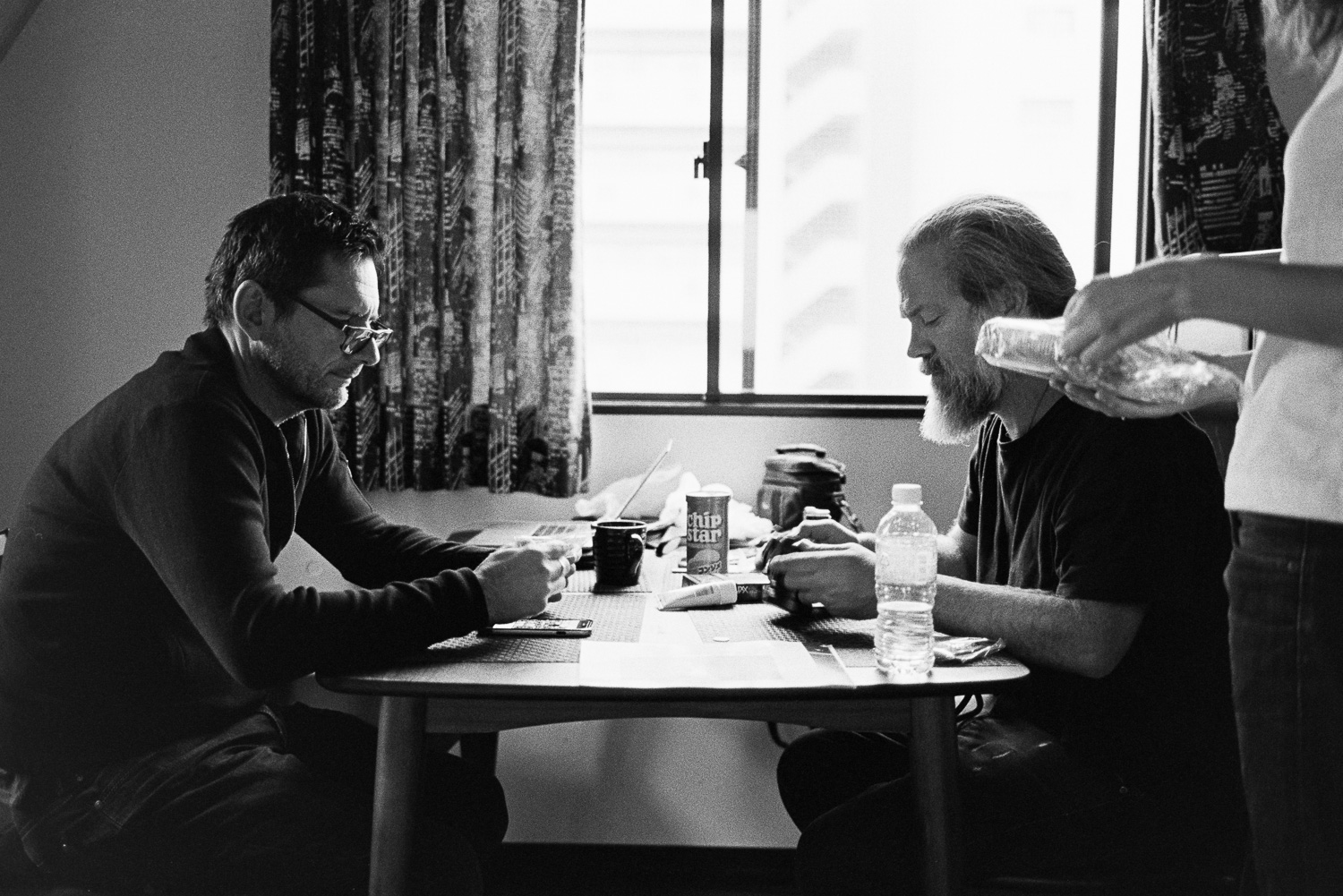  Rob and Simon and the dinner table, Ryogoku. 