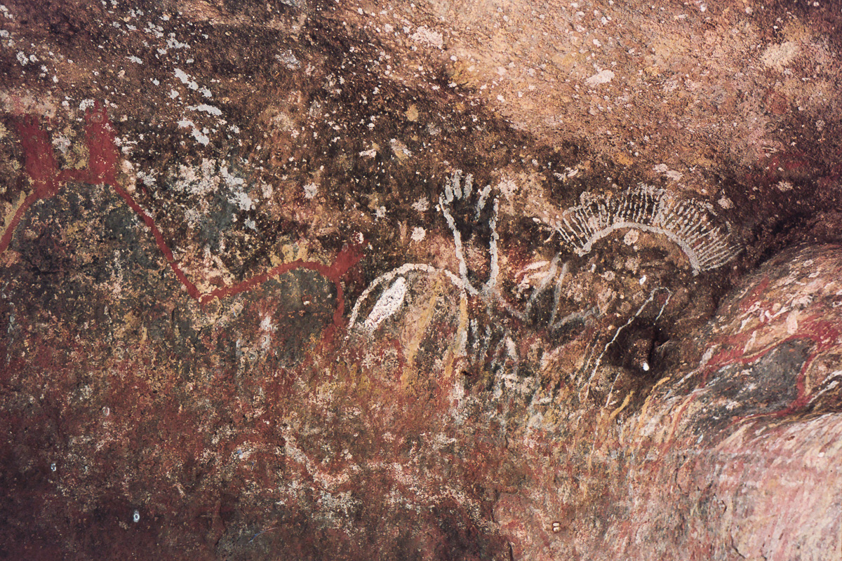 Cave paintings at Uluru.