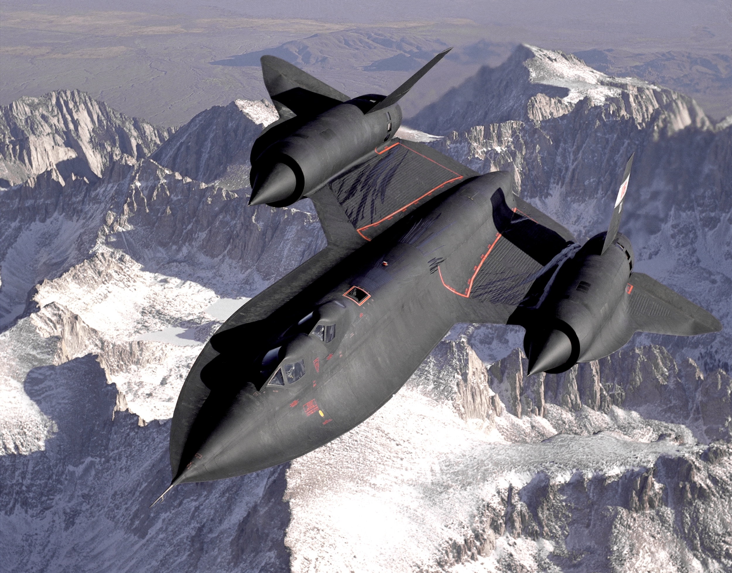 SR-71B overflying the Sierra Nevada mountain range. Image courtesy NASA
