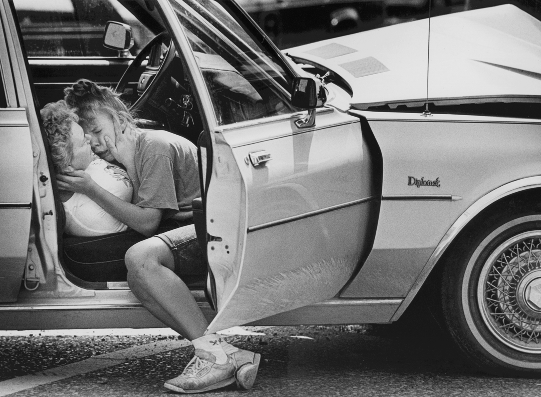 A daughter consoles her mother after a traffic accident in Jasper, IN. Neither was seriously hurt. The image was later published as a page in LIFE magazine and was used for several subscription advertisements.